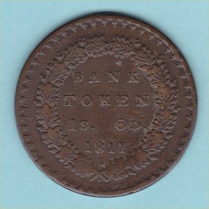 1811 Bank Token, George III, Counterfeit, VFine Reverse