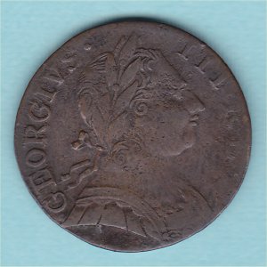 1775 (b) Farthing, counterfeit, VF