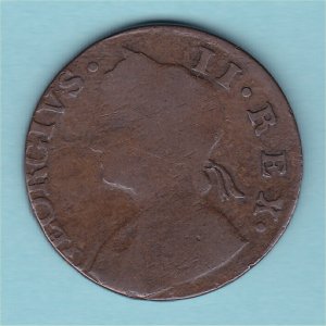 1737 HalfPenny, George II counterfeit, F