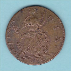 1772 HalfPenny, Simian counterfeit, aEF Reverse