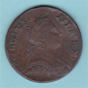 1773 HalfPenny, counterfeit, F
