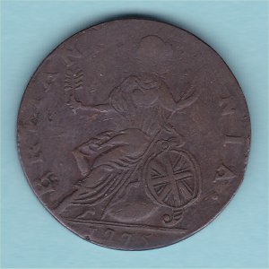 1775 (g) HalfPenny, counterfeit, fair Reverse