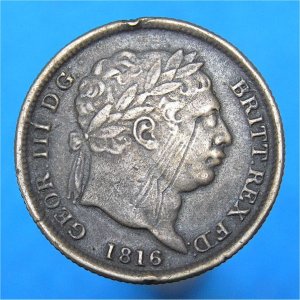 1816 Shilling, counterfeit, VF