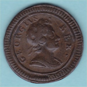 1724 Farthing, George I, VF