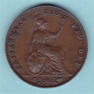 1844 Farthing, Victoria, RARE date, aVF Reverse