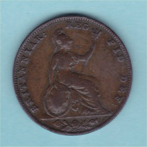 1844 (b) Farthing, Victoria, rare date, aFine Reverse