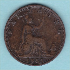 1865 Farthing, Victoria, Fine Reverse