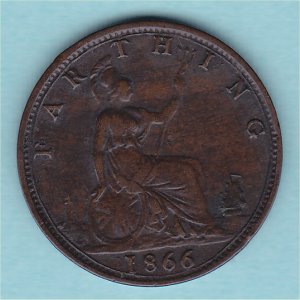 1866 Farthing, Victoria, gFine Reverse
