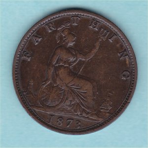 1873 Farthing, Victoria, Fine Reverse