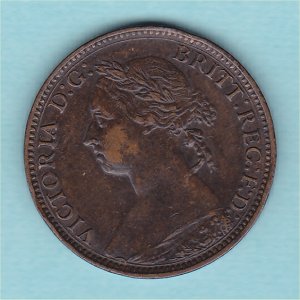 1882H Farthing, Victoria, broken F, gVF