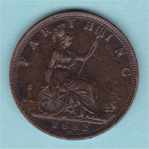 1882H Farthing, Victoria, broken F, gVF Reverse
