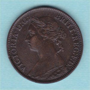 1883 Farthing, Victoria, perfect F, gVF