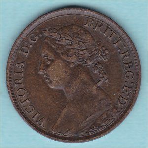 1895 Farthing, Victoria, Young Head, VF