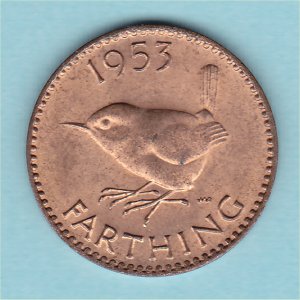 1953 Farthing, Elizabeth II, EF Reverse