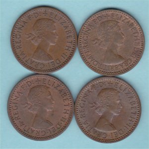 Elizabeth II Farthing Set, all four coins, high grades with lustre.