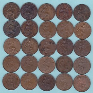 George V Farthing Set, all twenty-seven coins. Reverse
