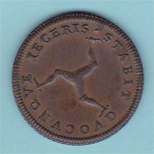 1786 Isle of Man Half Penny, EF Reverse