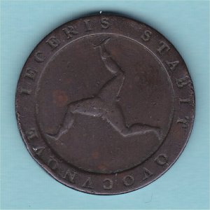 1798 Isle of Man Half Penny, gF Reverse