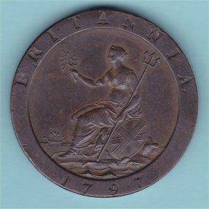1797 Cartwheel Penny, George III, EF Reverse