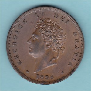 1826 Penny Thin Line, George IV,  aUnc
