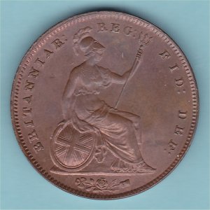 1854 Penny PT, Victoria,  aUnc Reverse