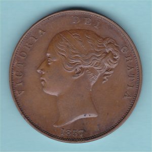 1857 Penny PT, Victoria, aUnc