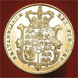 1827 Half Sovereign, George IV, gVF/aEF Reverse