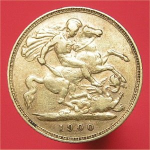 1900 Half Sovereign, Victoria, Fine Reverse