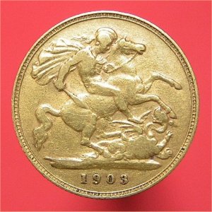 1903 Half Sovereign, Edward VII, Fine Reverse