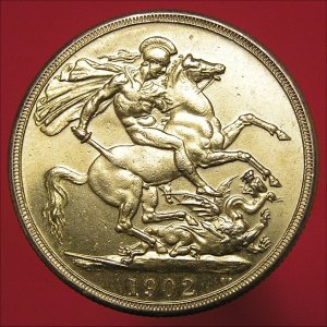 1902 Two Pounds, Edward VII, aUnc Reverse