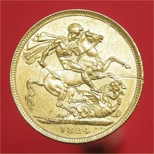 1824 Sovereign, George IV, EF Reverse