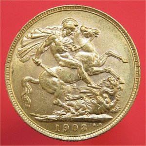 1903P Sovereign, Edward VII, good Fine Reverse