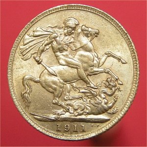 1911 Sovereign, George V, VF Reverse