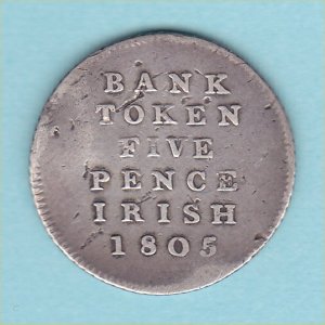 1805 5 pence Bank Token, George III, aF Reverse