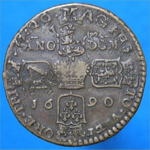 1690 (b) Gun Money Crown, James II, VF Reverse
