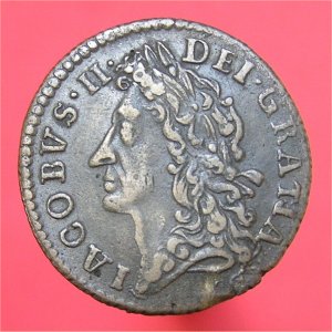 1690 Gun Money Shilling, James II, gVF