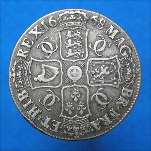 1668 Crown, Charles II VF Reverse