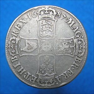 1687 Crown, James II, Fine  Reverse