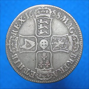 1688 Crown, James II, VF Reverse