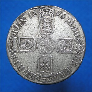 1696 Crown, William III, Fine Reverse