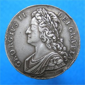 1739 Crown, George II, edgy but EF