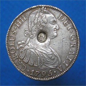 1795 Crown, George III Oval Countermark Dollar, gVF+