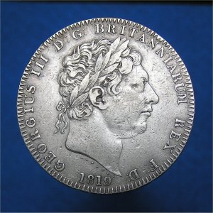 1819 Crown LIX no Stops, George III, VF+