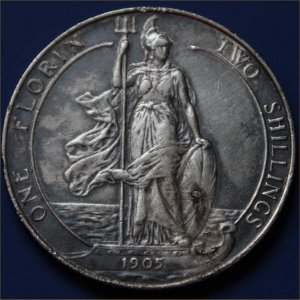 1905 Florin, Edward VII VF+ Reverse