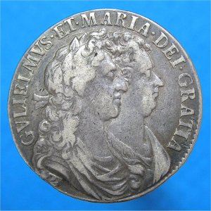 1689 HalfCrown, pearls, William and Mary VF