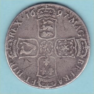 1697C HalfCrown, William III aF Reverse