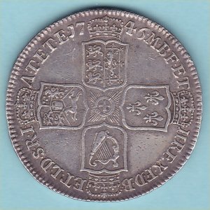 1746 HalfCrown, Lima, George II gVF+ Reverse