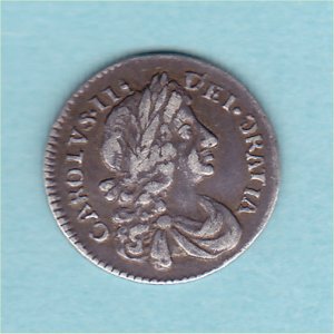 1674 Maundy Penny, Charles II, backward G, VF+