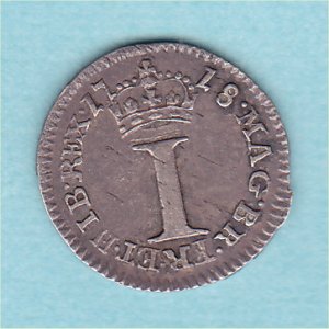 1718 Maundy Penny, George I, EF Reverse