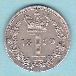 1830 Maundy Penny, George IV, aUnc Reverse